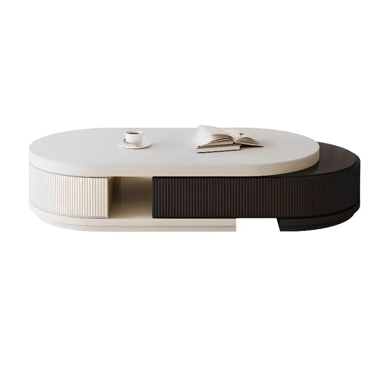 Modern Rectangular White Coffee Table with Extendable Design