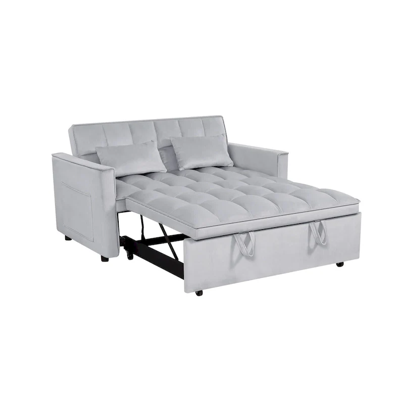 Modern Convertible Futon Sofa Bed,Adjustable Backrest,Armrest Holders