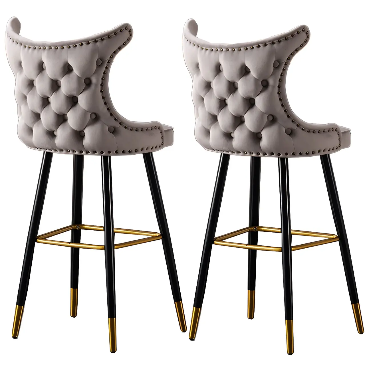 Velvet Upholstered Wingback Counter Height Bar Stools