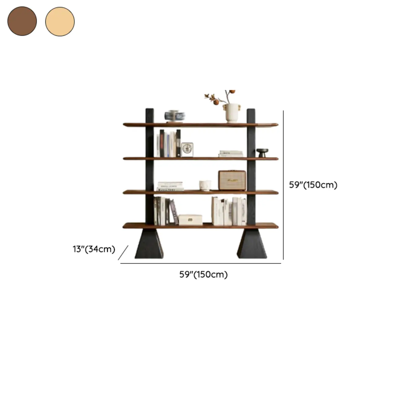 Elegant Ash Wood Open Back Display Vertical Bookcase
