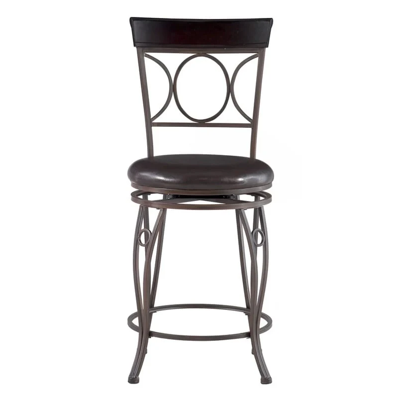 Linon Black Spiral Back Faux Leather Counter Stool