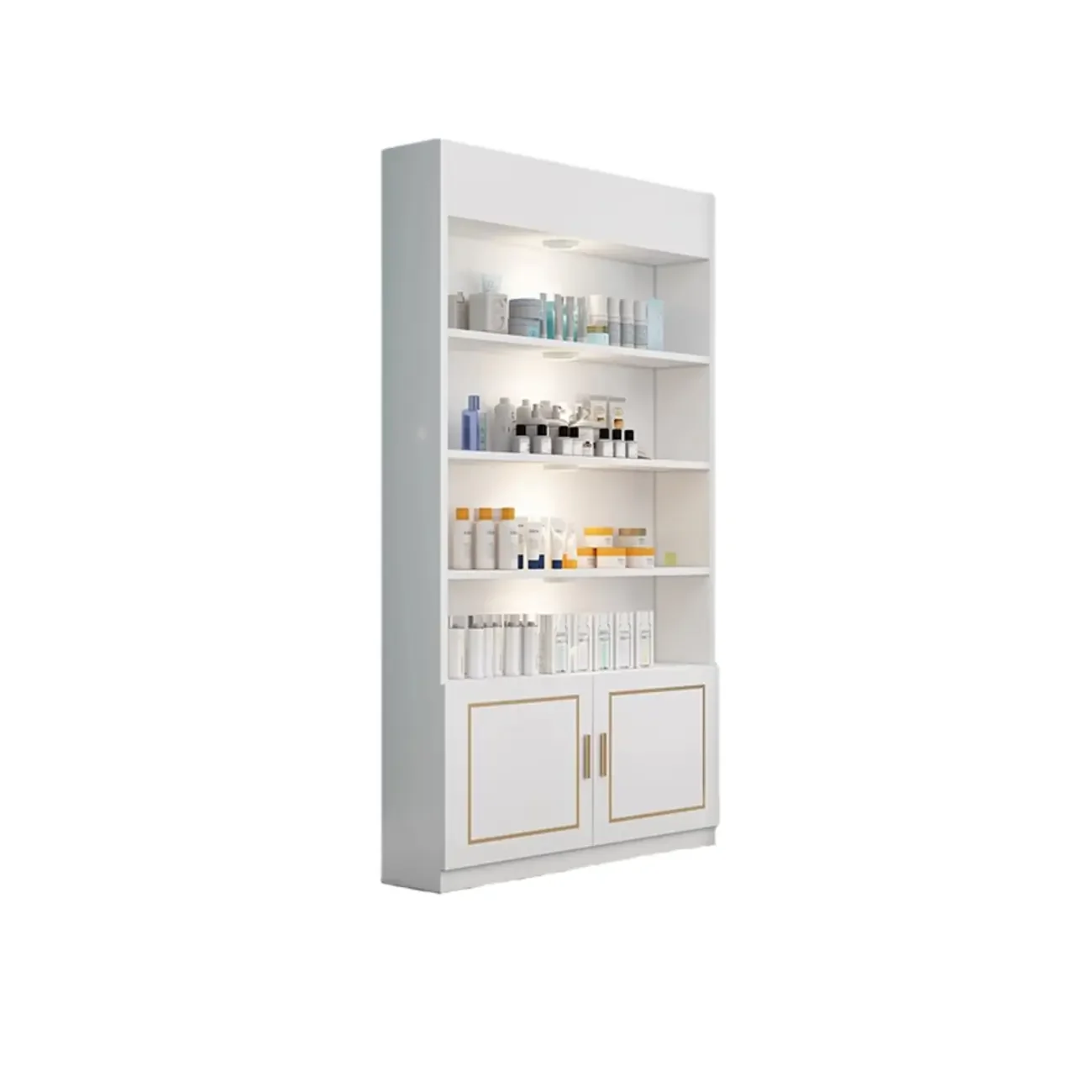 White Rectangle Large Wood Open Display Cabinet