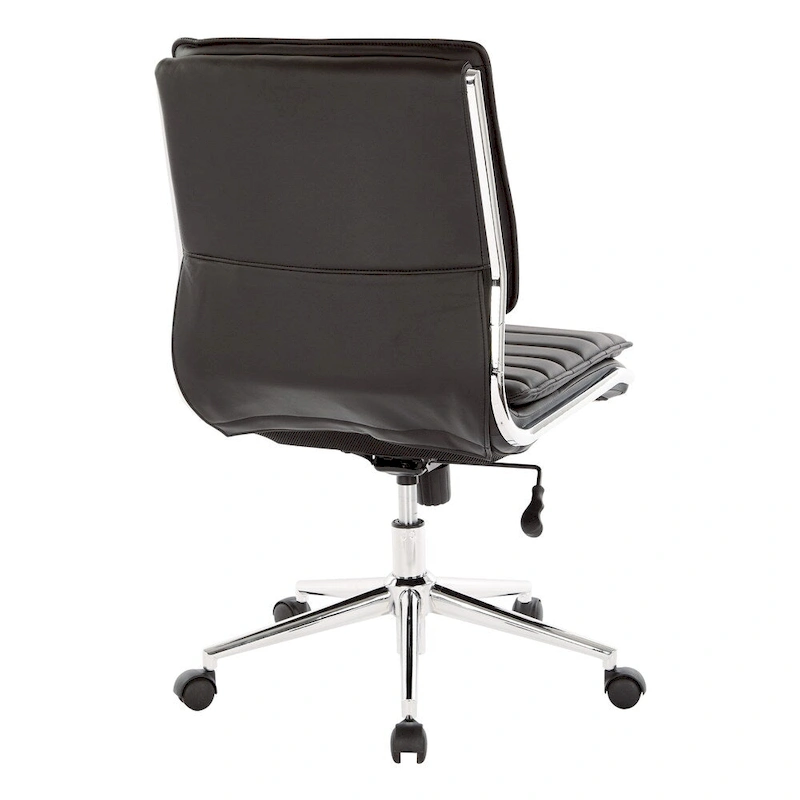 Armless Mid Back Professional Managers Faux Leather Chair with Chrome Base