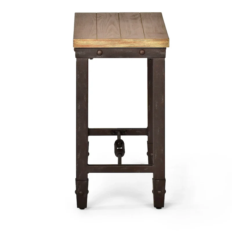 Pine Wood Iron Side Table