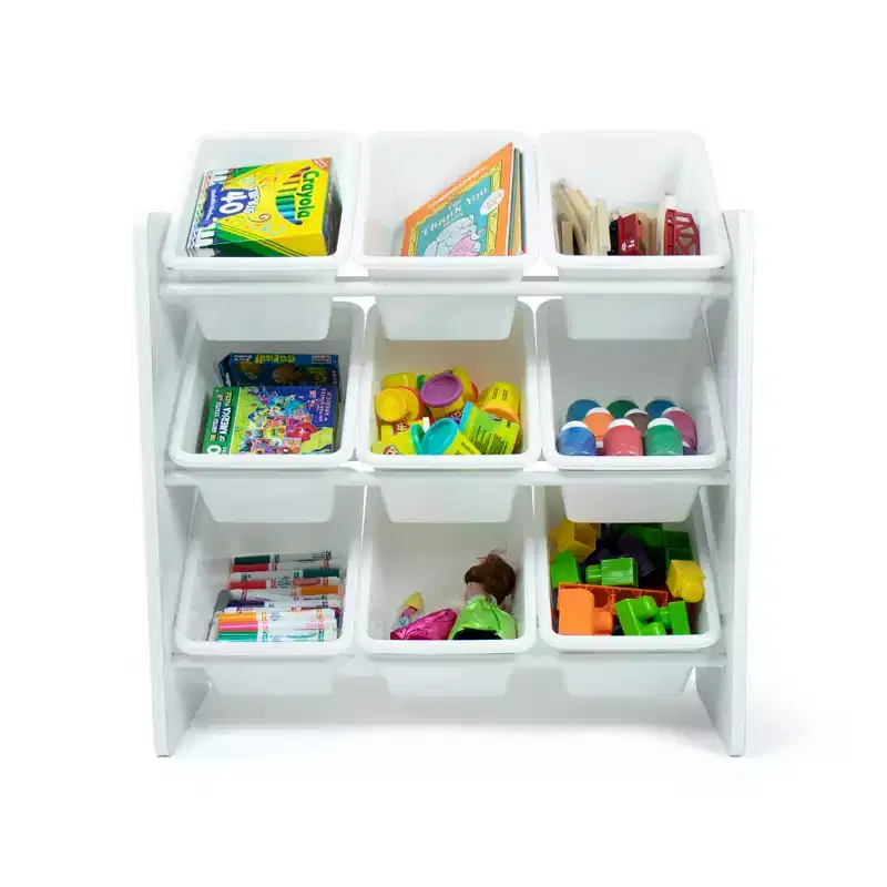 Humble Crew Cambridge White Kids' Toy Storage Organizer with 9 Storage Bins White