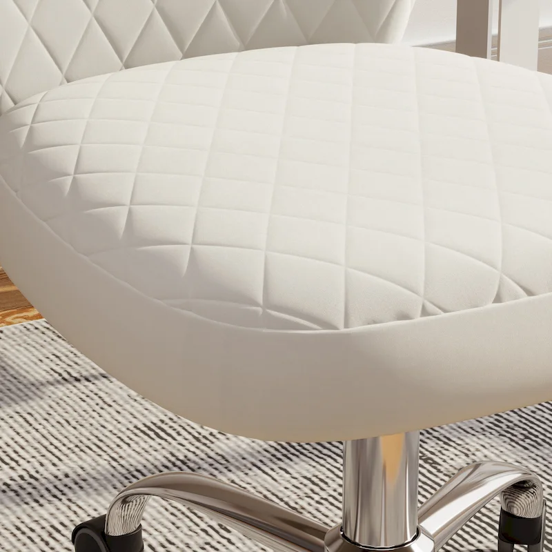 Blue/Grey/Pink/Beige Velvet Armless Swivel Office Chair, 1-Person