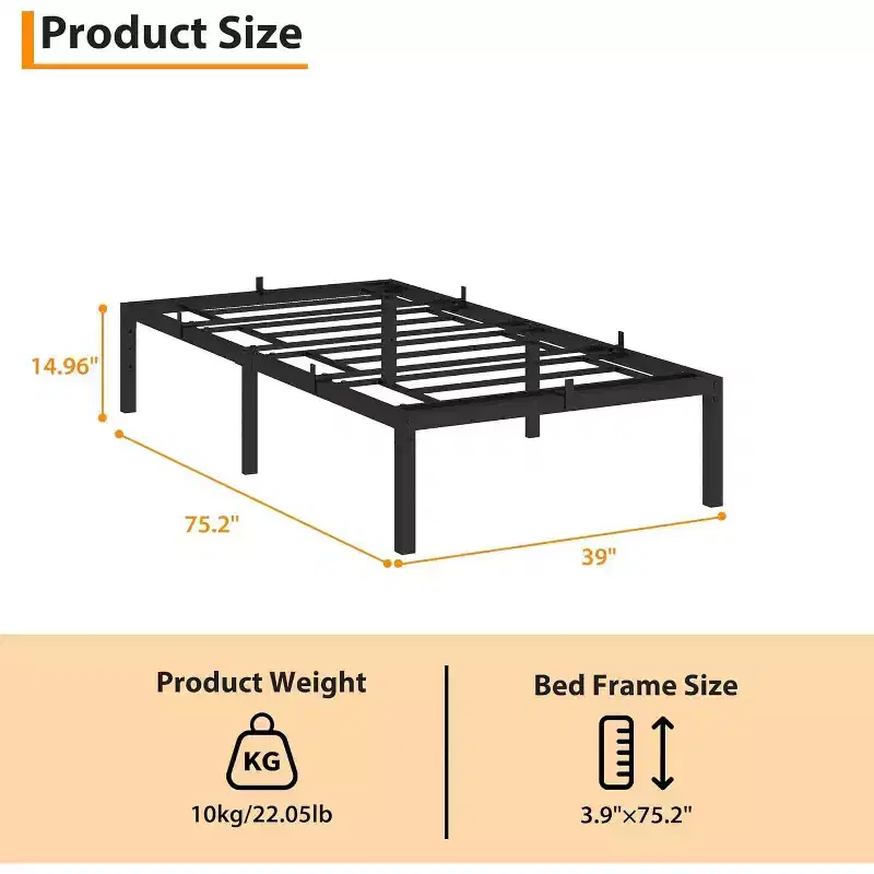 Acekool 14 Metal Bed Frame - Smart Storage Twin Size