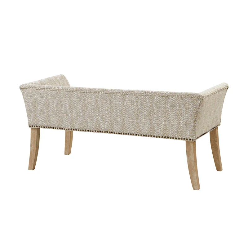 Madison Park Welburn 49.5 Upholstered Bench with Back & Wood Legs