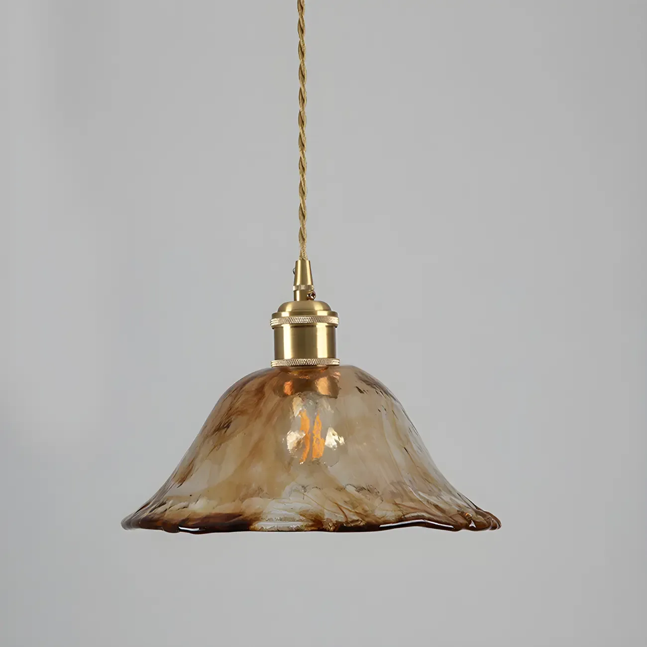 Adjustable Amber Glass Geometric Kitchen Pendant Lighting