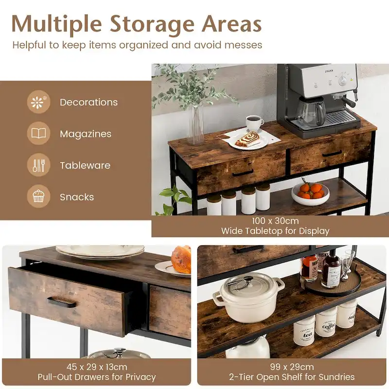 Costway Console Entryway Table Sofa Side Table with Folding Fabric