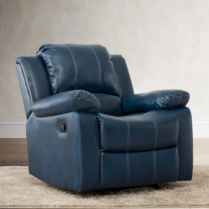 Leather Gel Recliner Chair for Living Room - Padded Seat, Smooth Recline