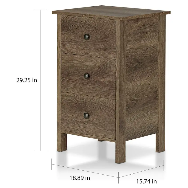 Mulgrew Rustic Distressed Walnut Engineered Wood 3-Drawer Nightstand by Carbon Loft
