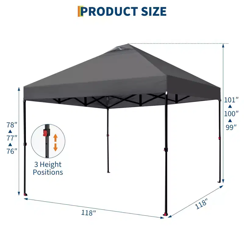Pop Up Canopy Tent, One-Push Easy Setup Instant Outdoor Gazebo, Heavy Duty Commercial Sun Shelter with Vent, for Party, Event, Camping