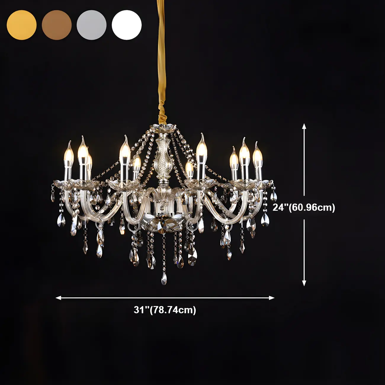 Mid-Century Crystal Candlestick Adjustable Chandelier