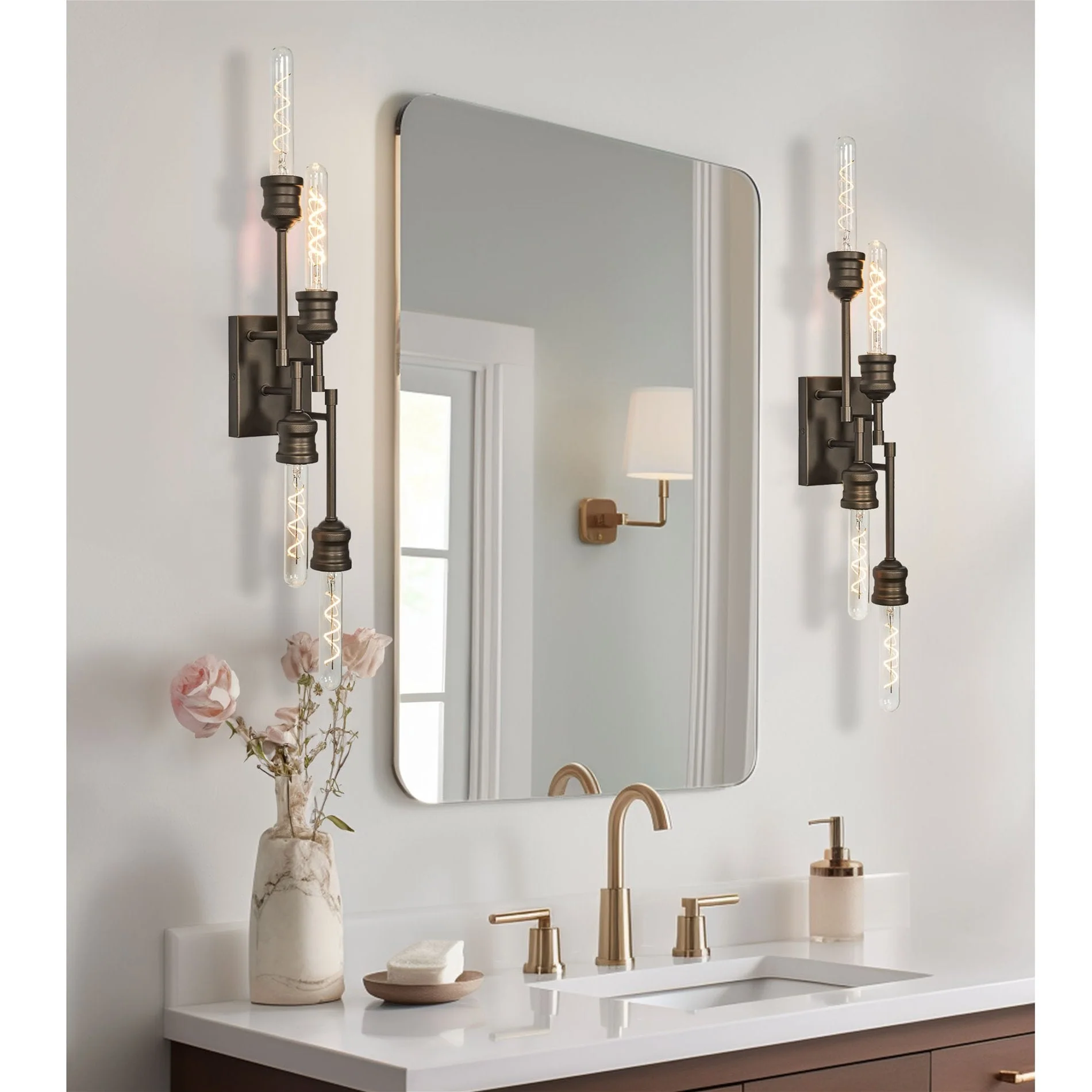 Quattro 19 Modern Industrial 4-Light Linear Vanity Light