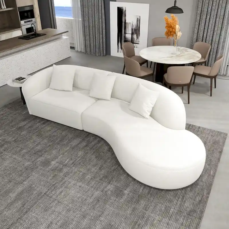 Gallar Japandi Style Luxury Modern French Boucle Curved Sofa