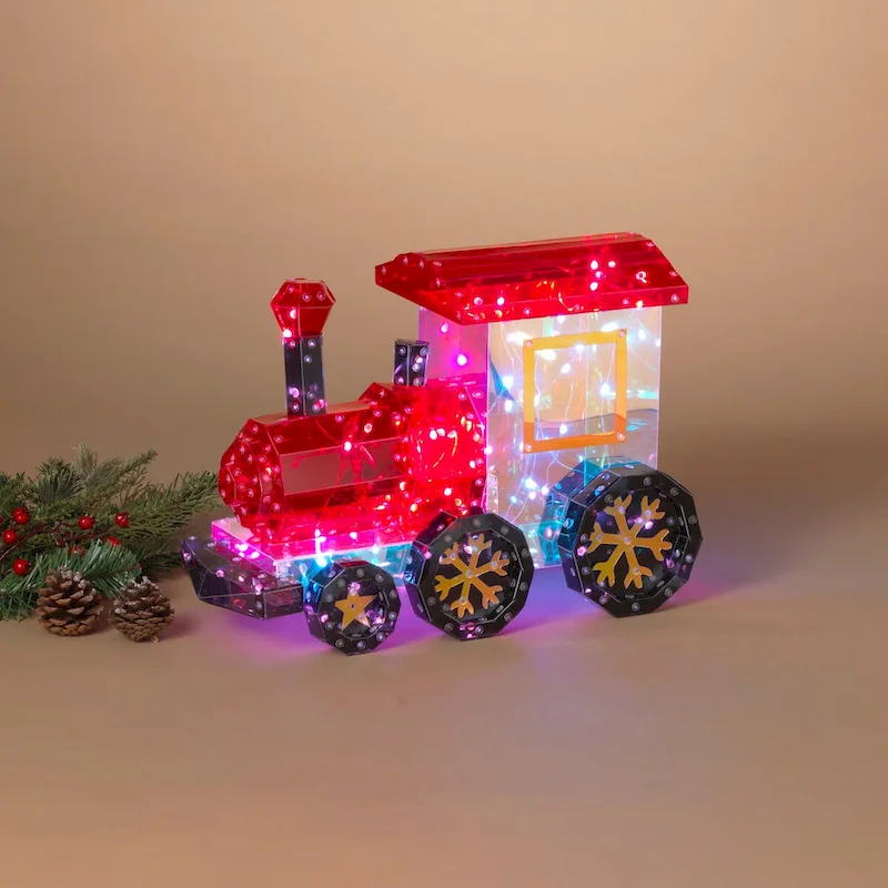 Spectacular 16 Inch Lighted Holographic Holiday Train