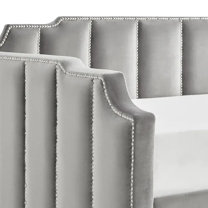 Glam Grey Velvet Daybed by