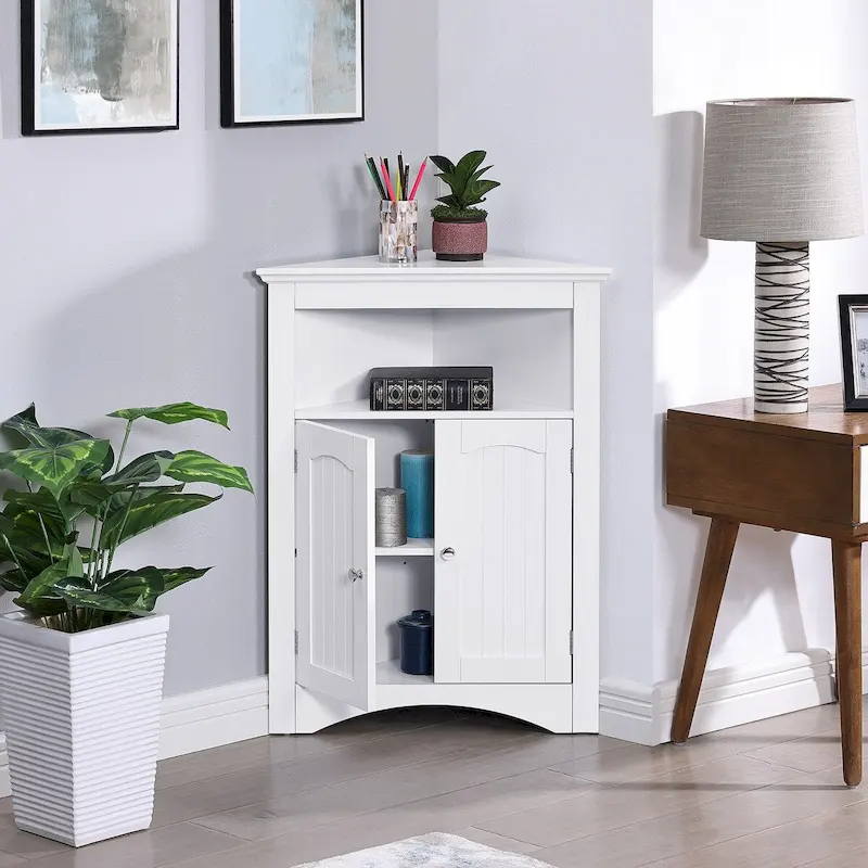 sideboard cabinet, Bathroom Floor Corner Cabinet with Doors and Shelves, Kitchen, Living Room,Free Standing Storage Cabinet
