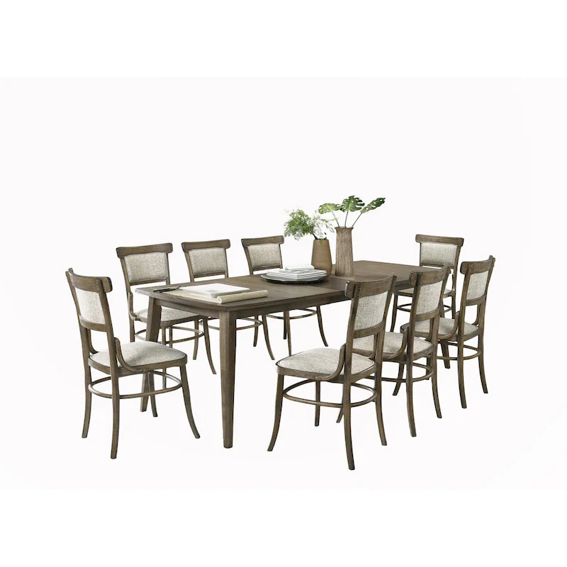 9 Piece Dining Table Set with 8 Fabric Dining Chairs