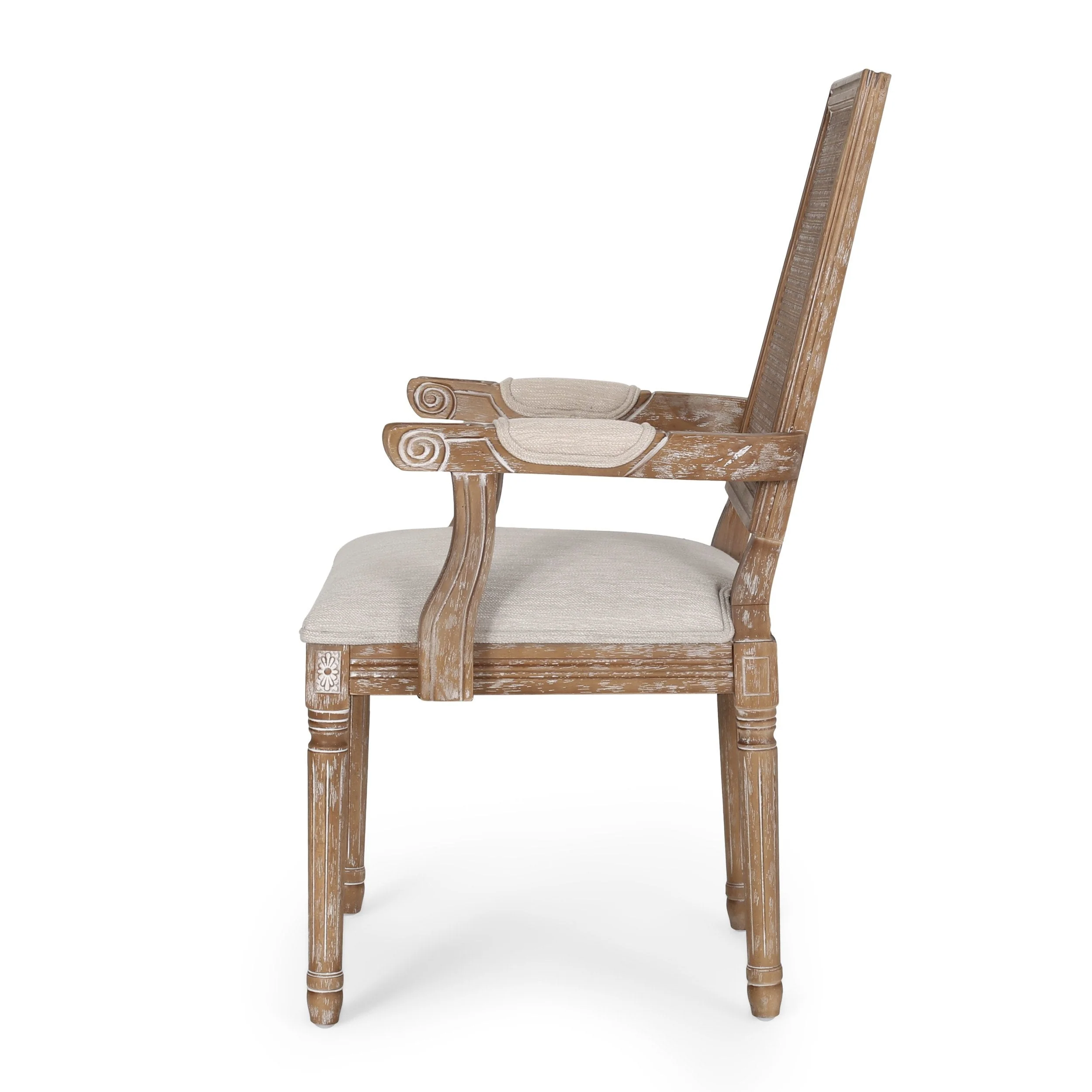 French Country Wood and Cane Upholstered Dining Chair - NH721513