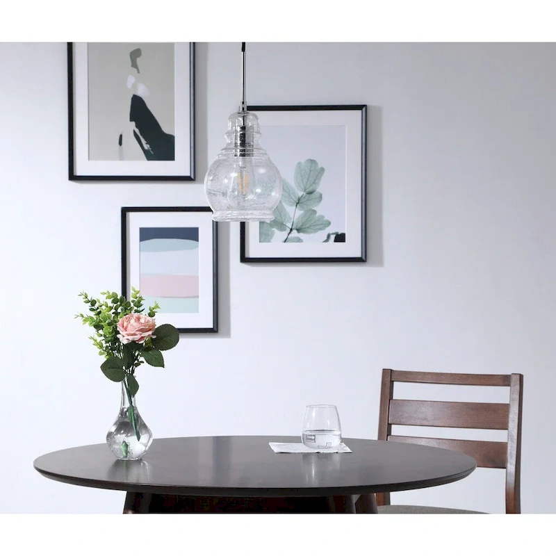 Adelee 6.25-Inch 1-Light Clear Seeded Glass Pendant