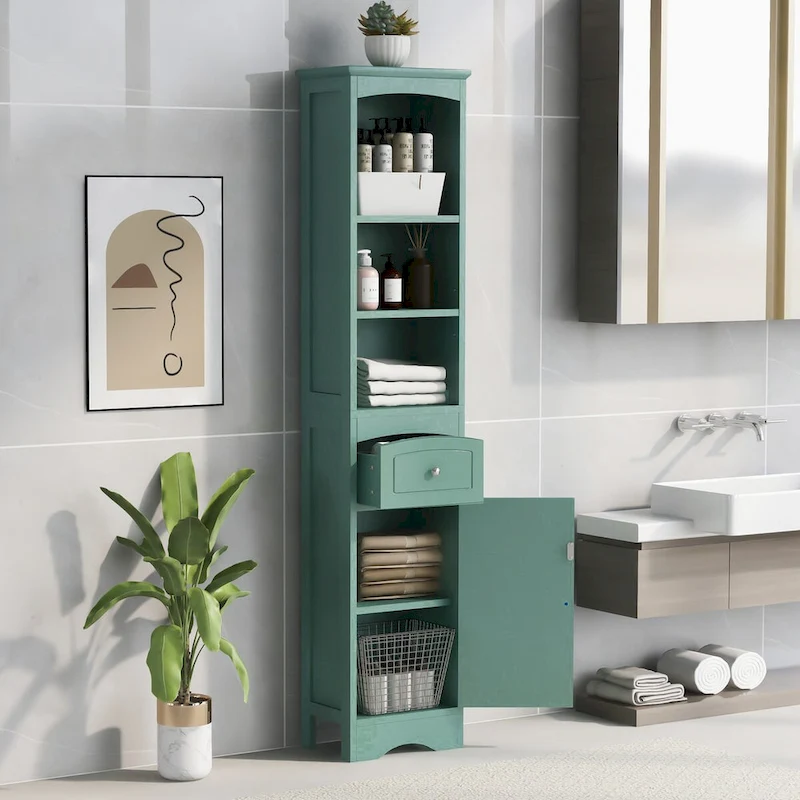 Tall Bathroom Cabinet Freestanding Storage Cabinet with Drawer - 13.4 in * 9.1 in * 66.9 in