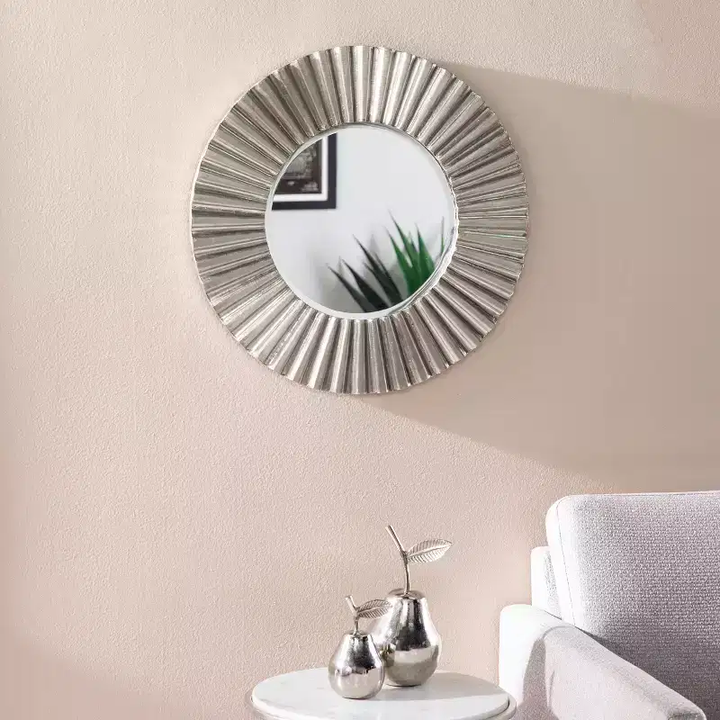 Hessmer Round Decorative Mirror - Silver - SEI