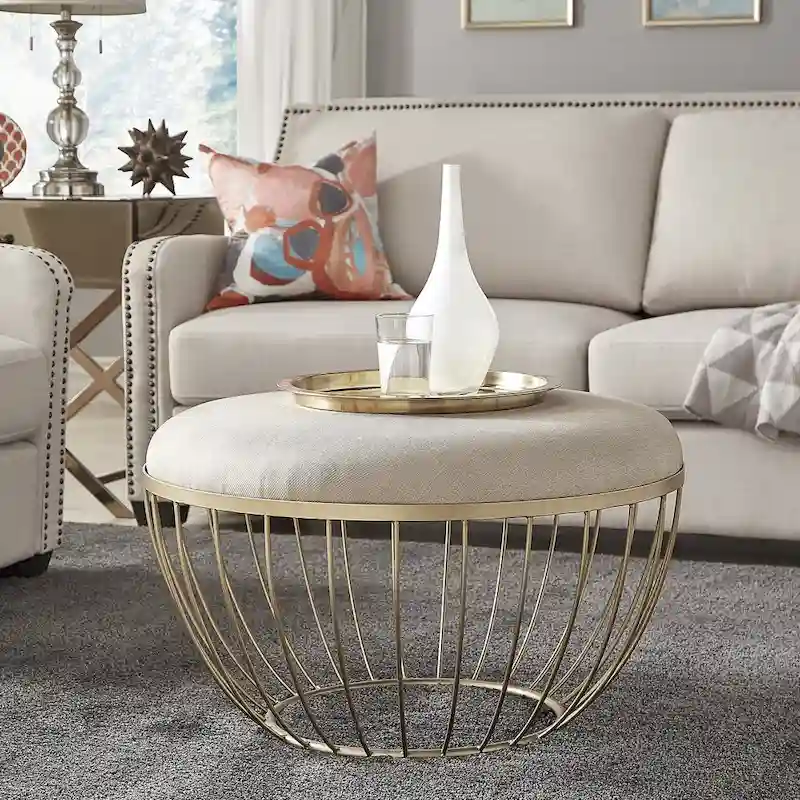 Fabric Upholstered Round Ottoman