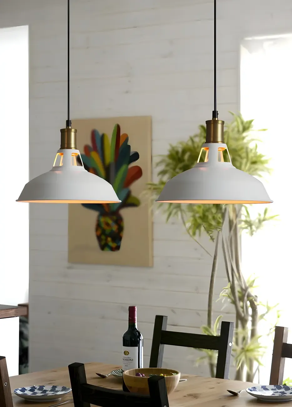 Industrial 1-Light Black Gold Iron Barn Pendant Light