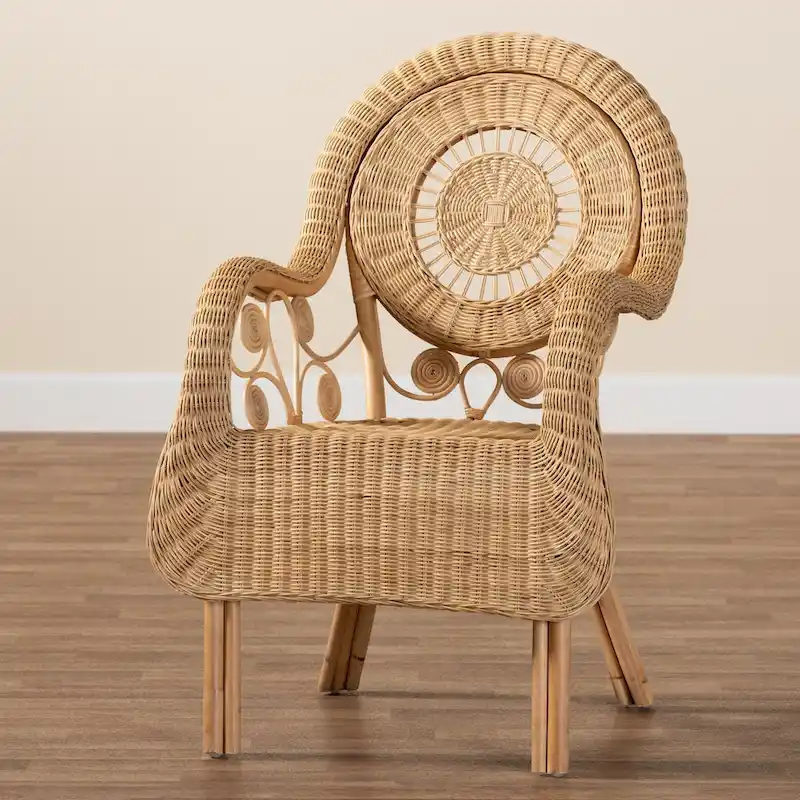 Modern Bohemian Natural Rattan Arm Chair