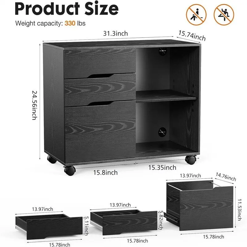 File Cabinet 3 Drawer - 31.3D x 15.7W x 24.4H