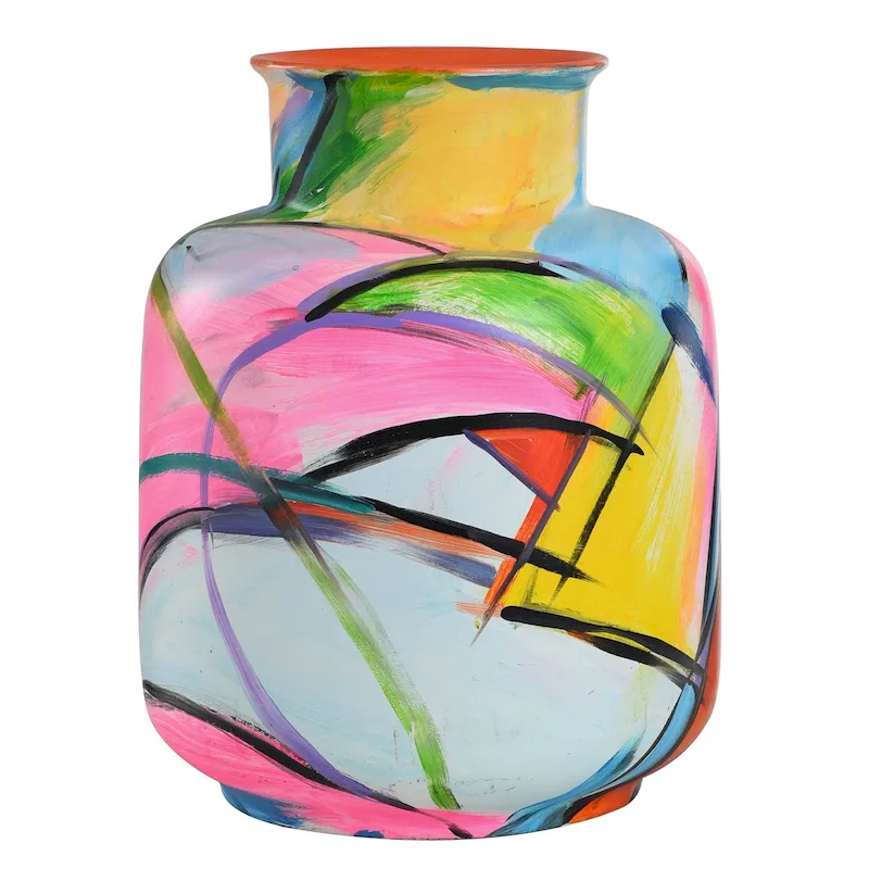 Harp & Finial Cana Vase - Multi Color Finish on Ceramic