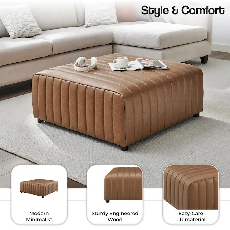 Harland Faux Leather Square Coffee Table/Ottoman