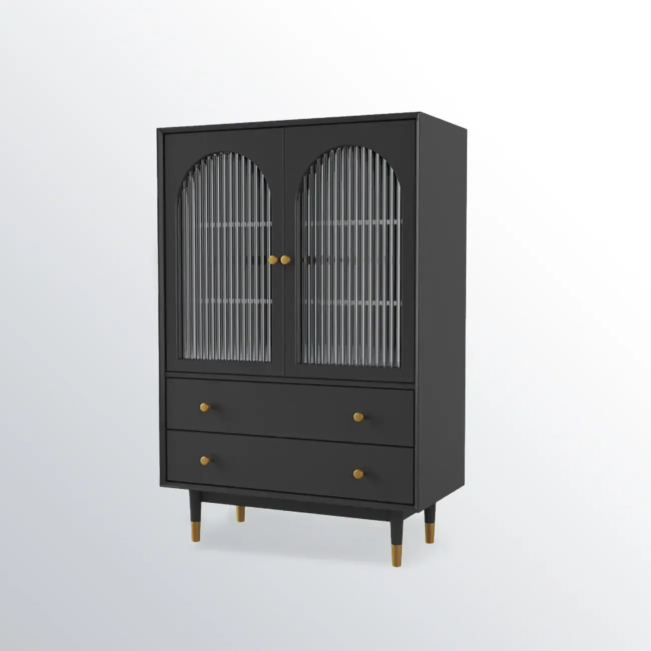 Modern Beige Solid Wood Accent Cabinet with 2 Drawers