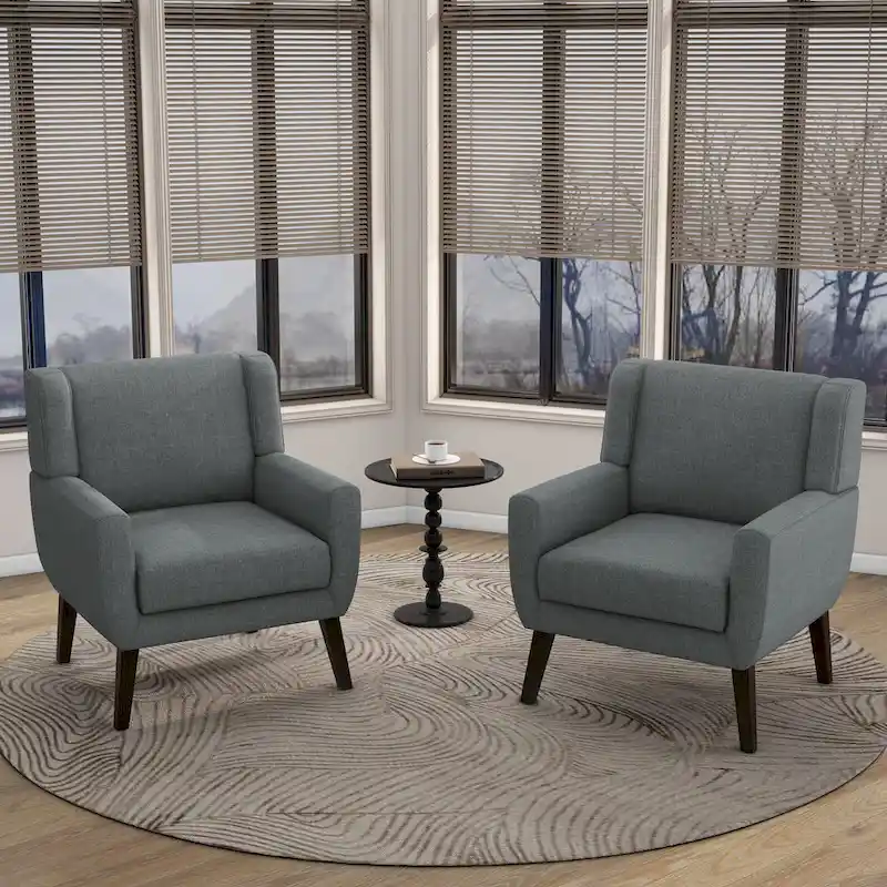 Wingback Accent Chair Set of 2 - Polyester Upholstered