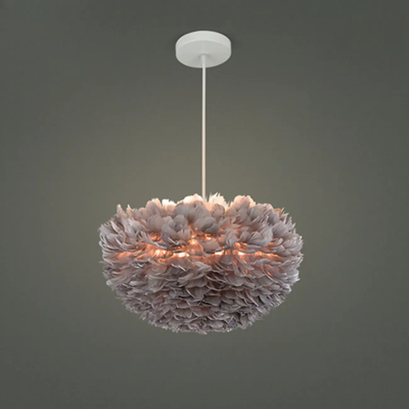 Modern White Feather Pendant Light Height Adjustable