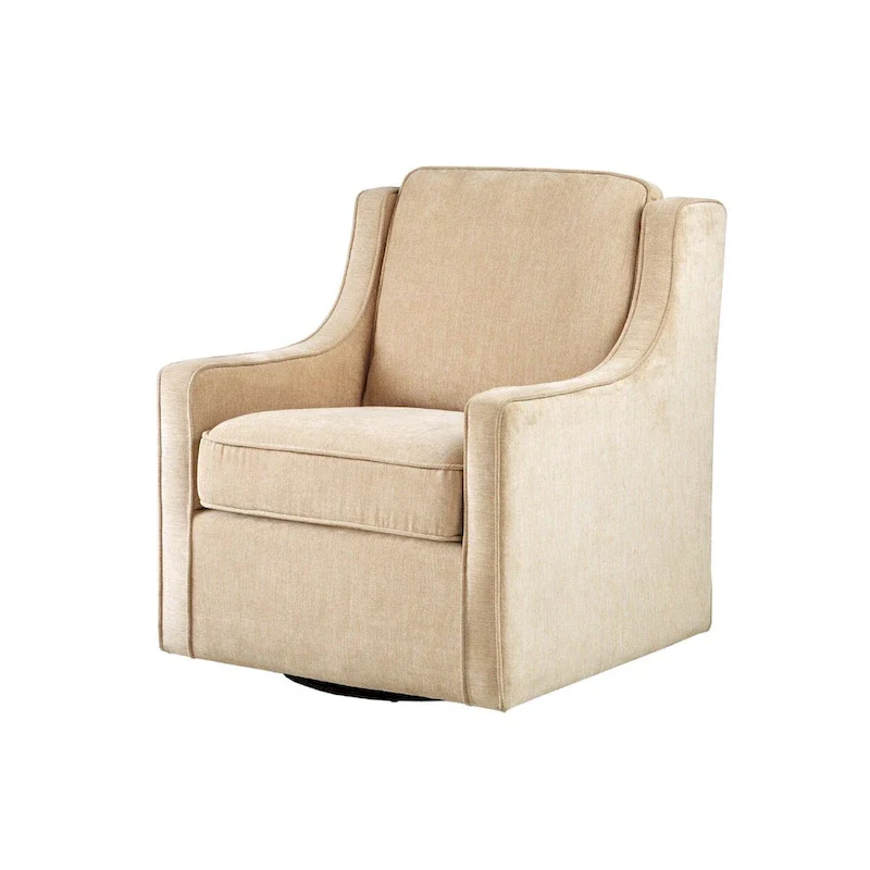 Cream Chenille Swivel Lounge Chair, Set of 2