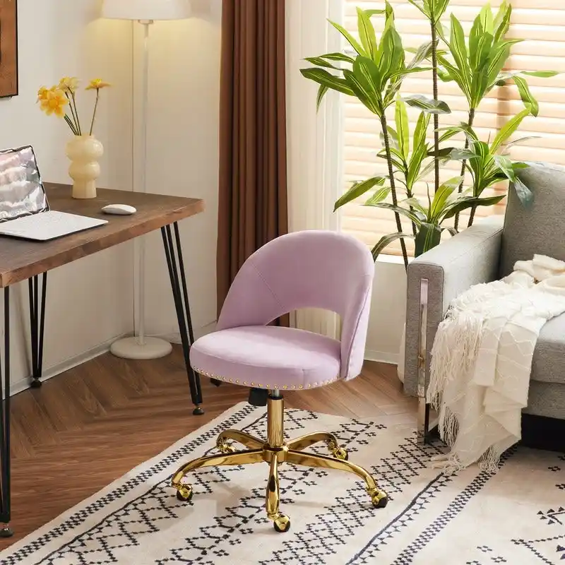 Office Chair Velvet Desk Chair Swivel Armchair Cute Modern Fabric Home Office Desk Chairs with Wheels