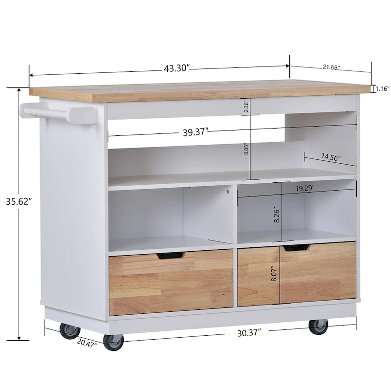 Two-sided Kitchen island Cart on Wheels by
