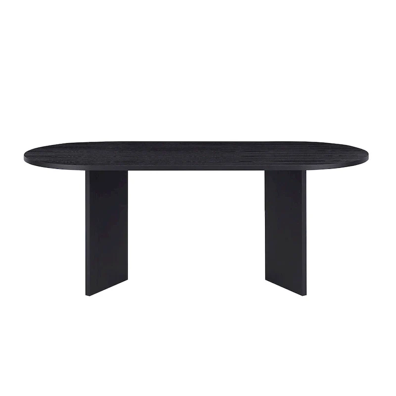 Black Oval Wood Kitchen Dining Table