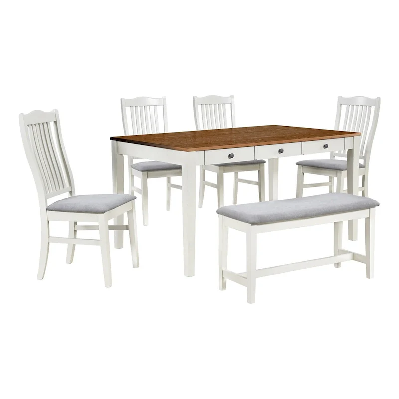 Merax Mid-Century 6-Piece Wood Dining Table Set