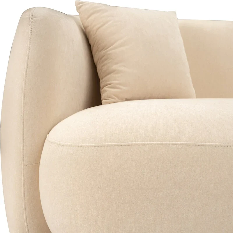 Neutral Modern 4-Seat Rectangle Curved Sofa – 117 x 49 x 31