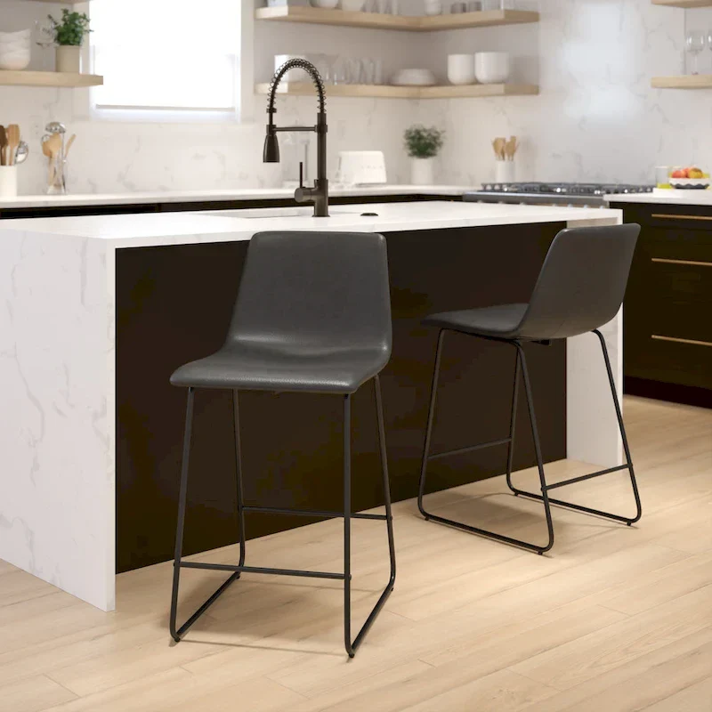 Upholstered Counter Height Modern Dining Stools (Set of 2)
