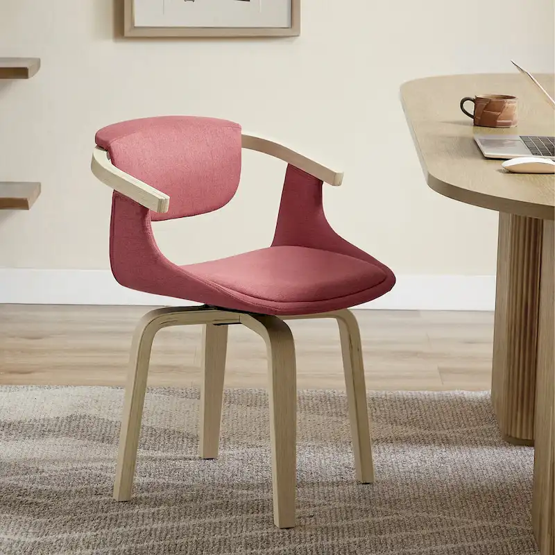 Swivel Upholstered and Wood Accent Chair