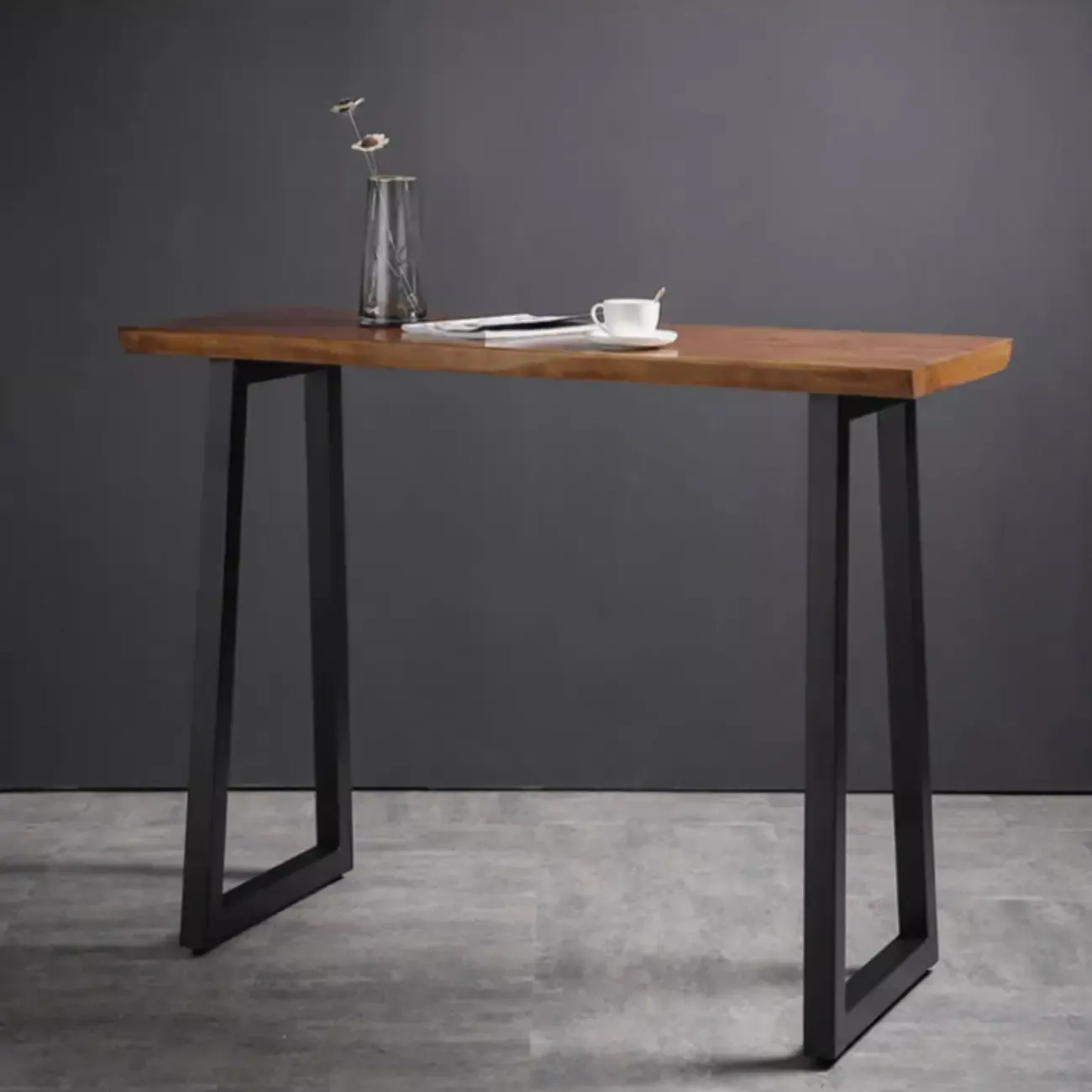 Industrial Brown Wood and Iron Structure Bar Tables