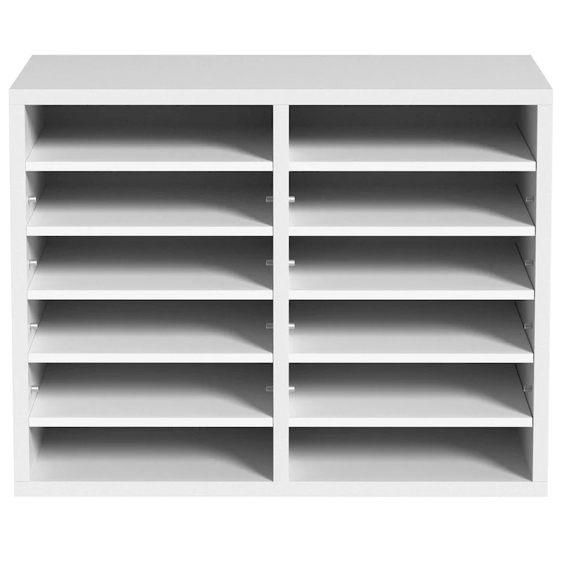 Grey/White/Vintage-Brown/Black 12-Compartment Desktop File Organizer