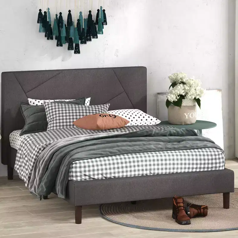 Judy Upholstered Platform Bed Frame Gray - Zinus