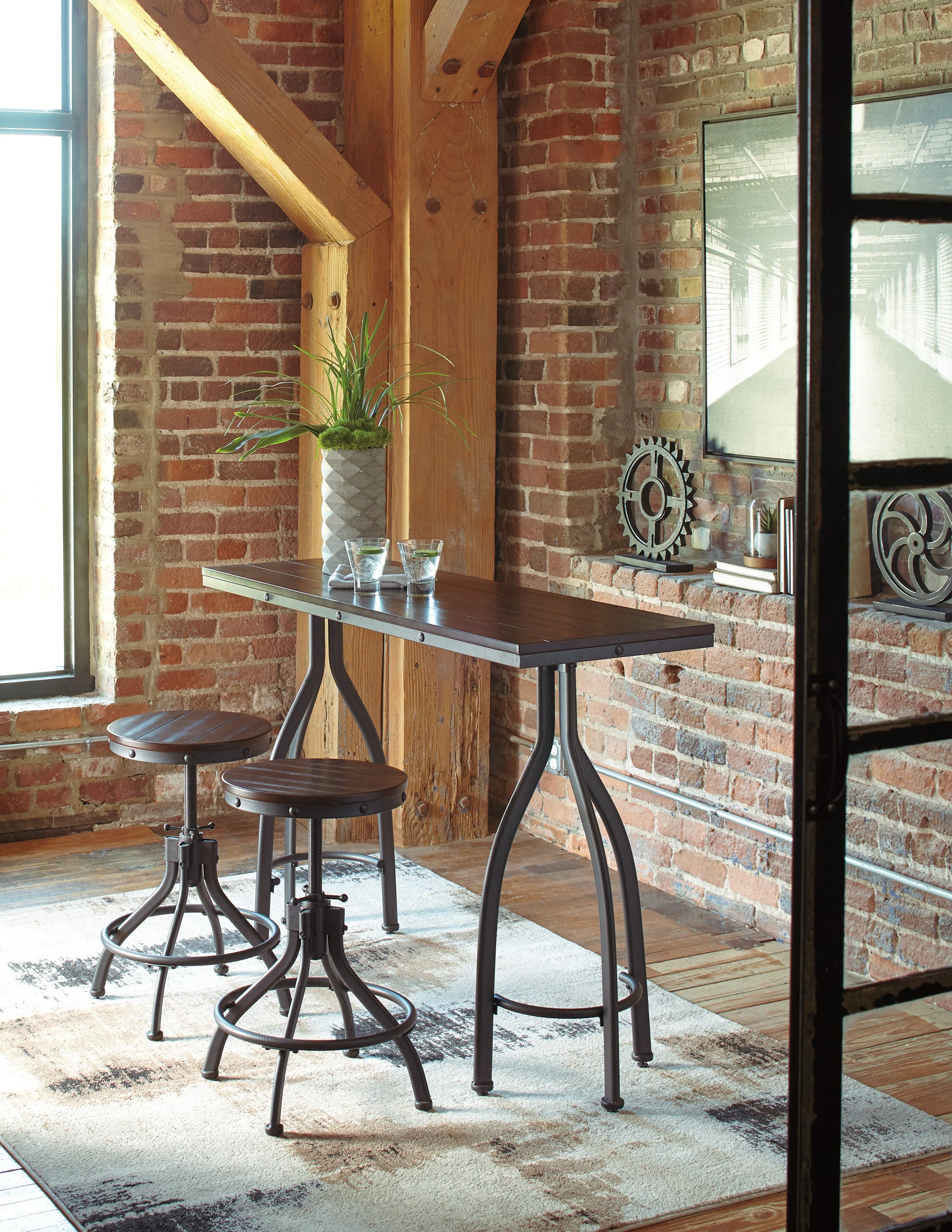 Industrial 3 Piece Counter Height Set