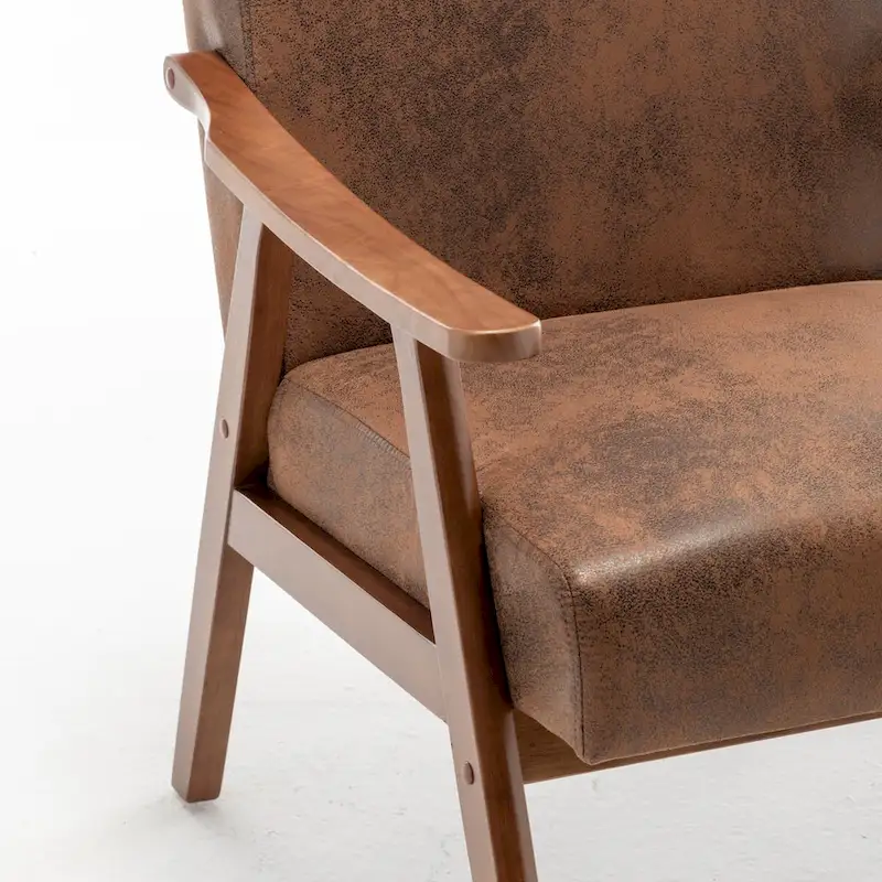 Extra-Thick Backrest Accent Chair with Solid Wood Frame